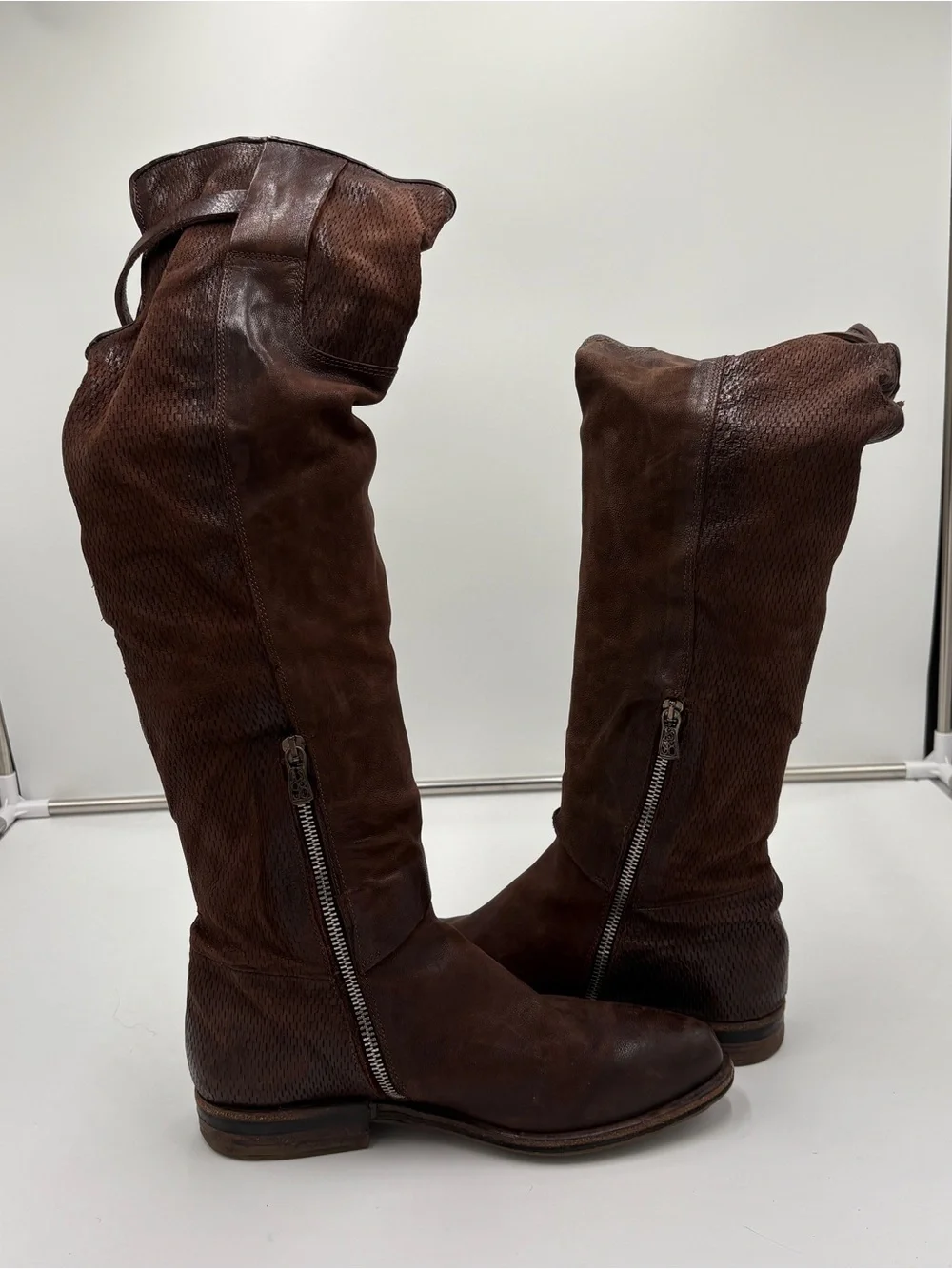 A.S. 98 Free People Royce Tall Over the Knee Brown Leather Boots Women 39 US 8.5